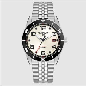 New Torgoen TN-1295 T53 Diver Automatic Cream 41mm Steel Strap Watch